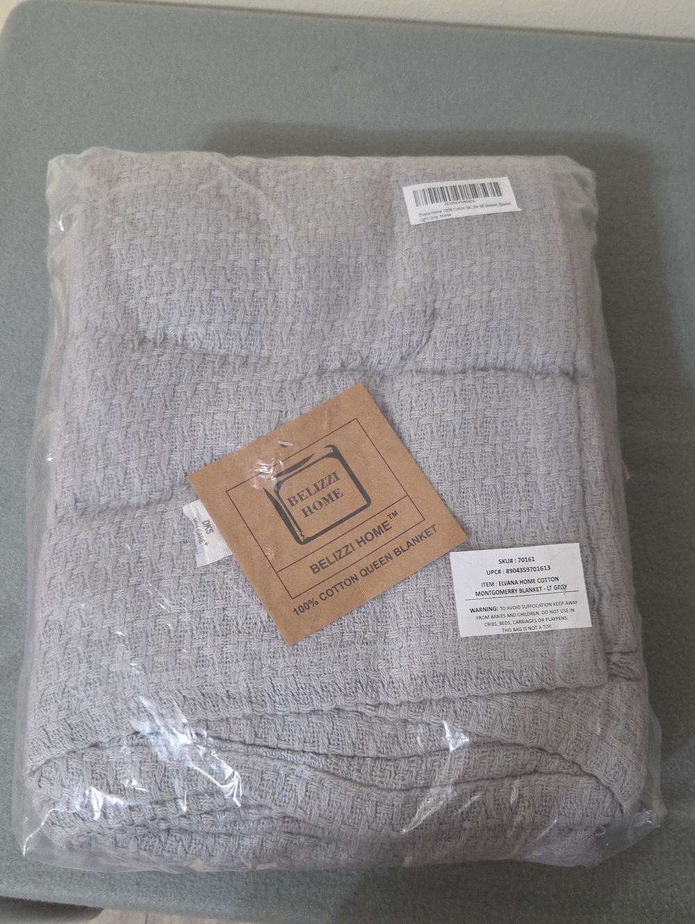 Belizzi Home Queen Bed 100% Cotton Breathable Blanket - NEW